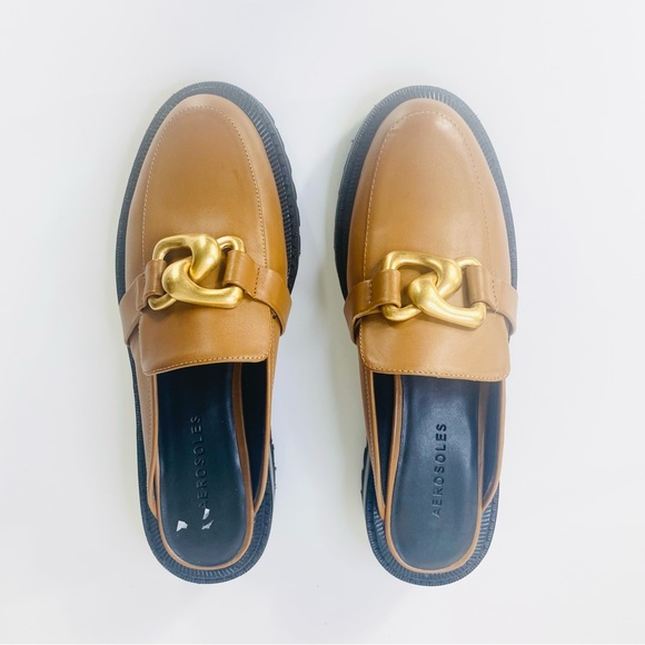 AEROSOLES LOWERY TAN LUG SOLE MULES - Picture 3 of 7